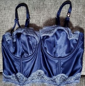 Victoria's Secret Navy Blue Satin Corset Bra